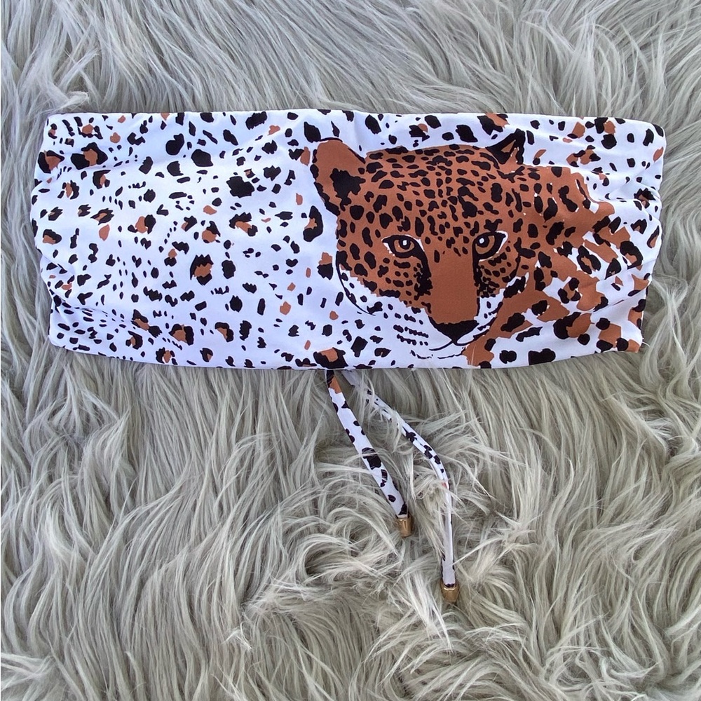 Victoria’s Secret Leopard Bandeau Swim Top Medium